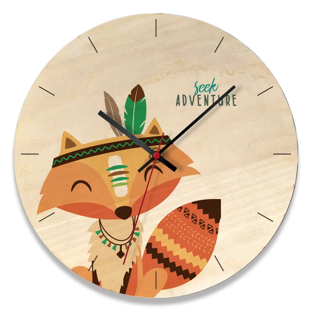

Hot selling products wooden creative Wall Clock Home cartoon watch living room wall clock