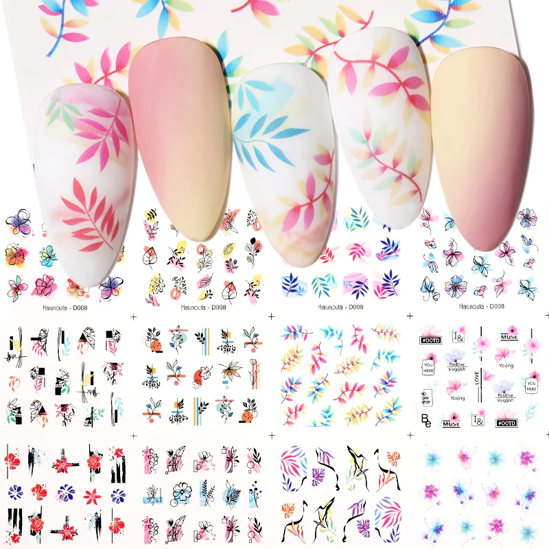 Наклейки для дизайна ногтей дизайнерский набор Смешанные Цветочные