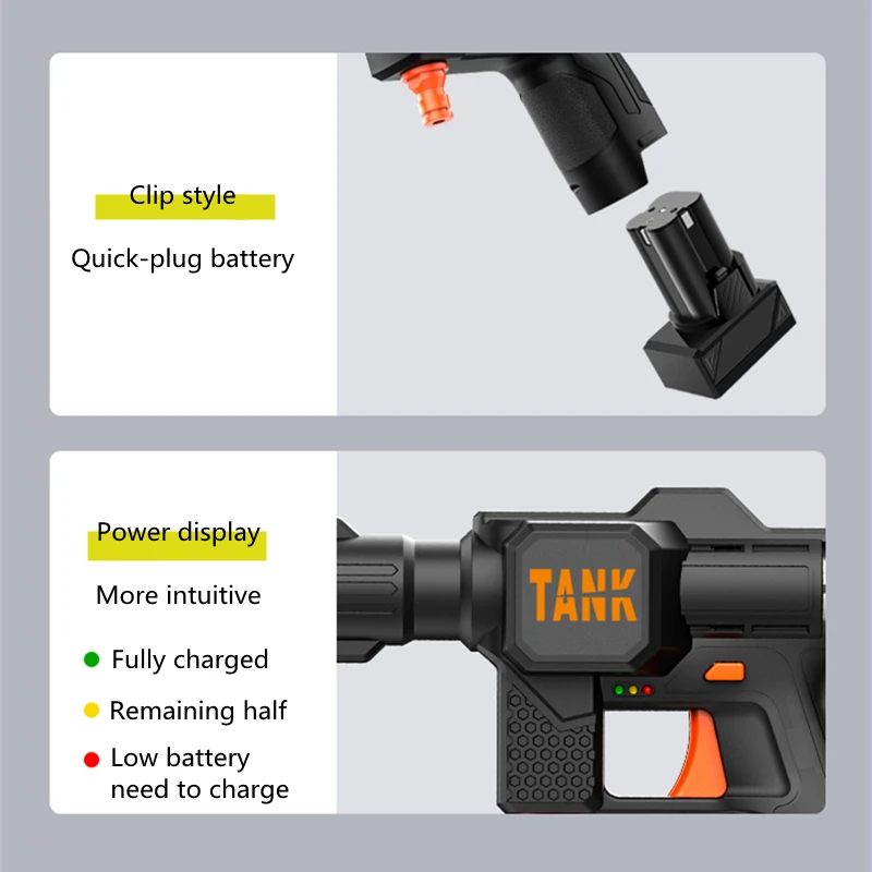 

400W Electric Water Gun Portable Car Washing Machine High Pressure Battery Washer Cordless Water Spray Tornador Auto Accessories