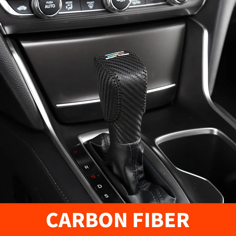 Carbon fiber 1pcs Кожа переключения передач Зубчатый редуктор переключения передач крышка набор передач украшение модификация для Honda Accord 10th - Название цвета: Carbon fiber 1pcs