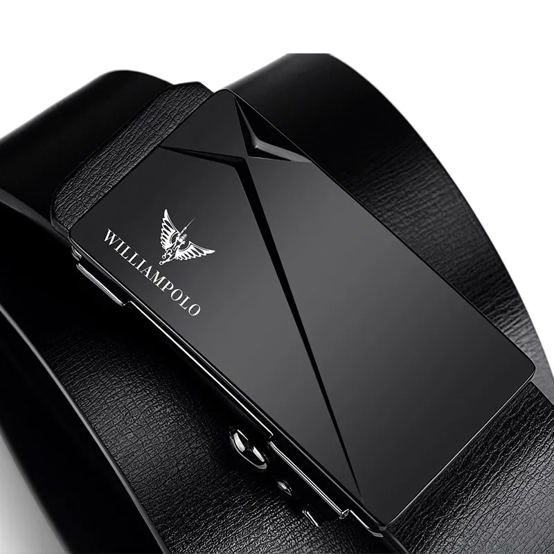 Ремень мужской кожаный с автоматической пряжкой люксовый черный пояс храповым