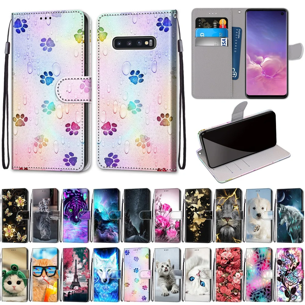 

Чехол для Samsung S9, S10, S20 Plus, цветной кожаный чехол-книжка для телефона Galaxy S5, S6, S7, S8, S10 Lite, S20 Ultra