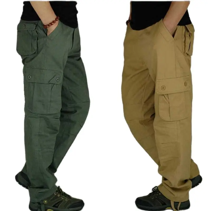

New Fashion 6 Pocket Cargo Pants Men Casual Outdoor Cotton Pants Straight Loose Baggy Trousers Male Clothing