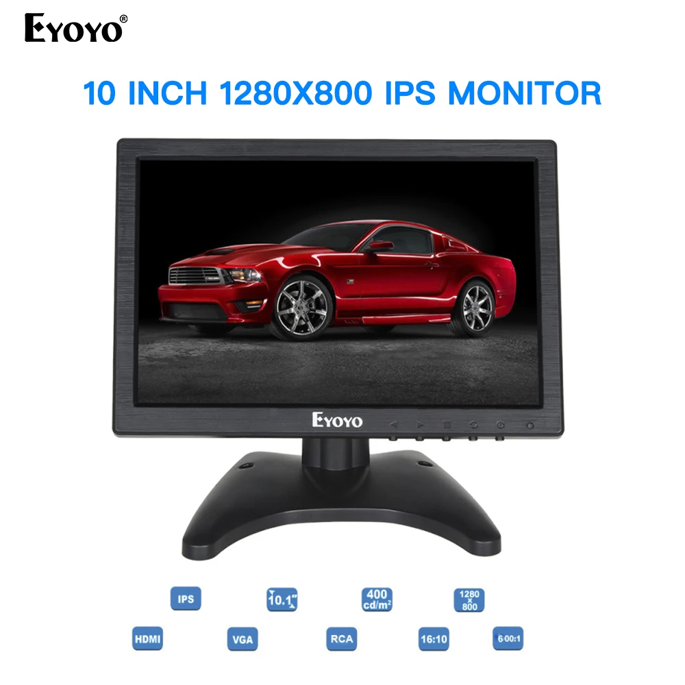 Eyoyo 10 дюймов ips lcd монитор 1280x800 разрешение Поддержка HDMI VGA BNC AV вход для ПК ТВ система видеонаблюдения экран безопасности 10 дюймов