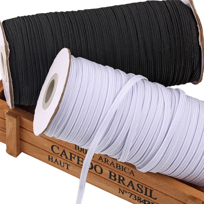 

Elastic Band for Walking Horse Mask, Clothing Cuff, Shoe Buckle, White and Black, 5mm x 91m