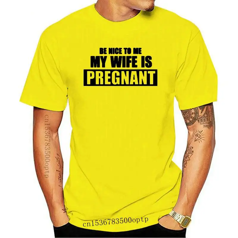 

Новая летняя футболка с надписью «Be Nice To Me» для моей жены и беременности, 2021, подарок отцу, подарки к отцу, Хлопковая мужская футболка с корот...