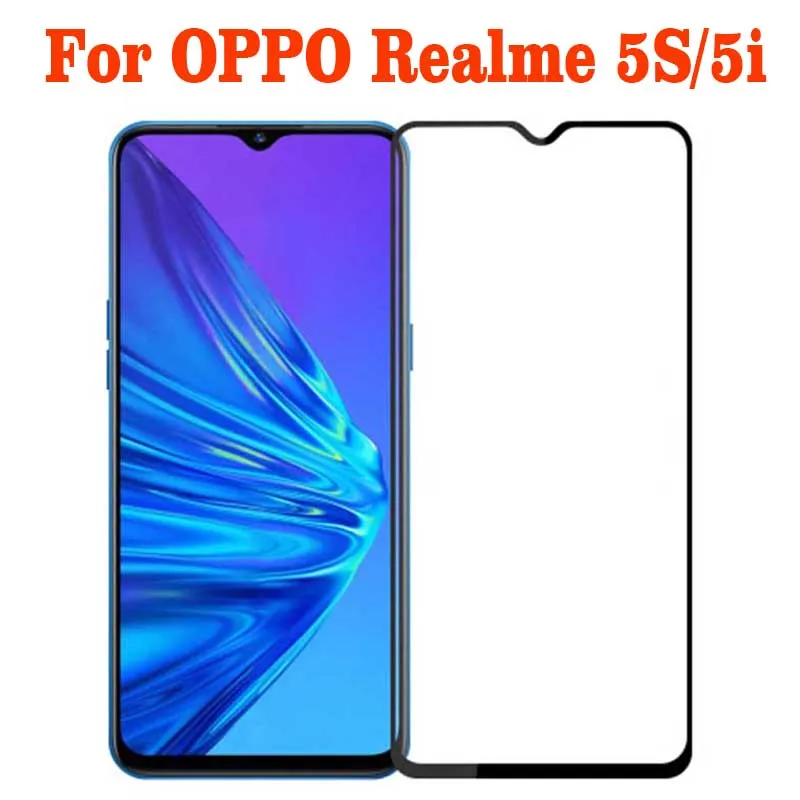 Полностью покрывающее закаленное стекло с клеем для OPPO Realme 5i защита экрана 9H