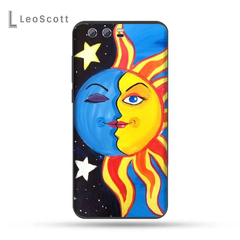 

Funny Sun Moon Face Phone Case For Huawei Honor view 7a5.45inch 7c5.7inch 8x 8a 8c 9 9x 10 20 10i 20i lite pro