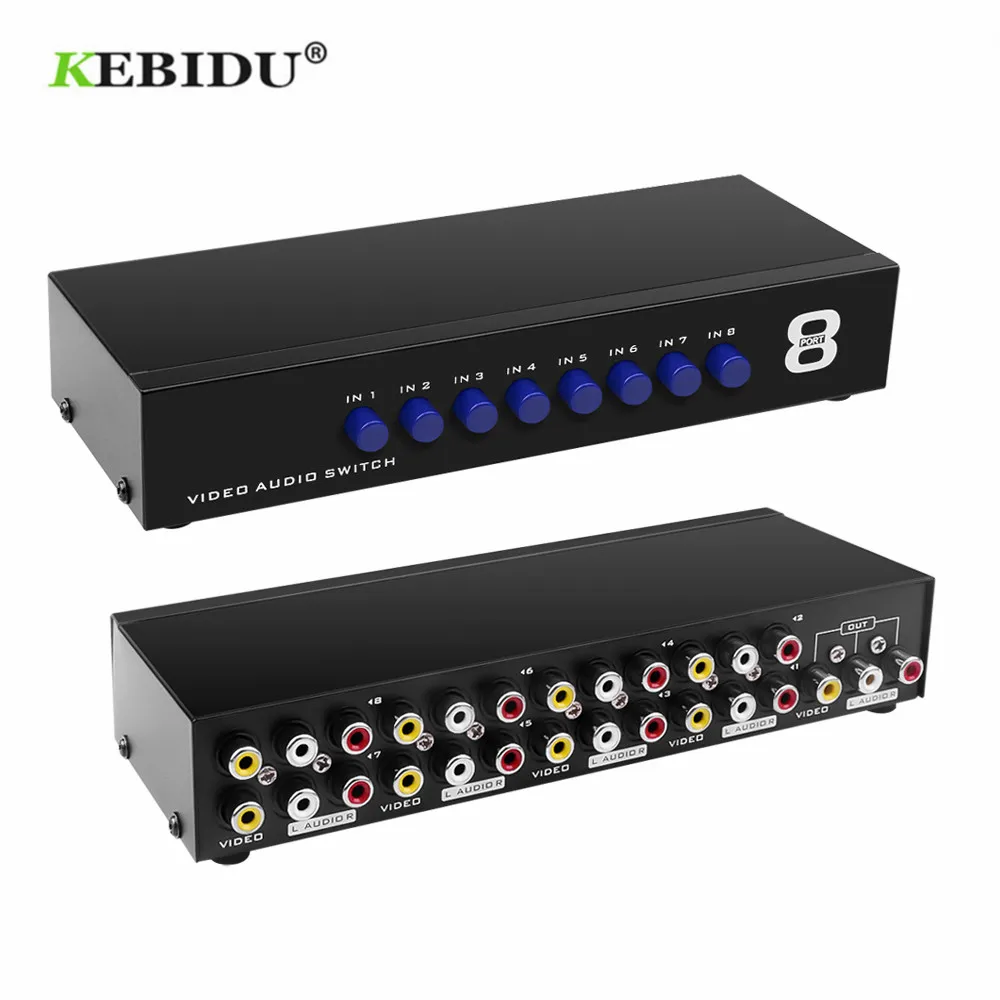 Композитный переключатель KEBIDU AV 8 портов RCA аудио видео в 1 адаптер для tv Swithcer