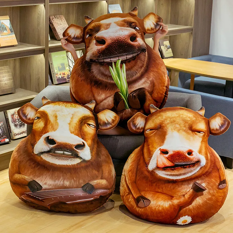 

3D Simulation Funny Spoof Cow Doll Plush Pillow Plush Toy Animal Stuffed Sofa Cushion Child Birthday Gift 40/50/75cm