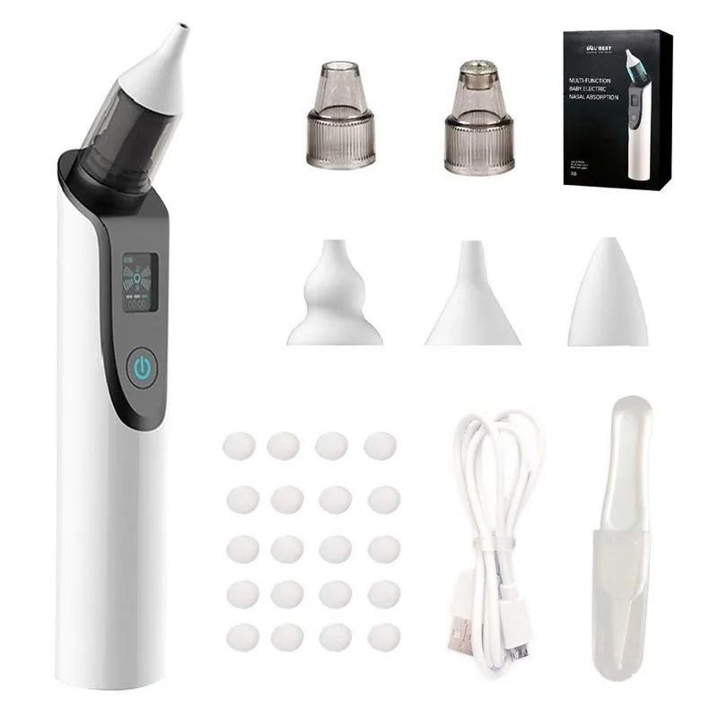

New Baby Electric Nasal Aspirator Newborn Baby Nose Cleane Remover 3 Speed Adjustable 5 Replaceable Tips