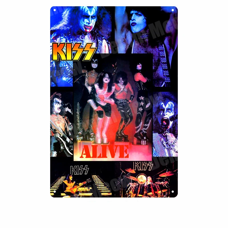 D Kiss Band табличка винтажная металлическая жестяная вывеска домашний бар Паб Клуб декоративные металлические тарелки музыка рок наклейки на стену железный Арт плакат MN5 - Цвет: D