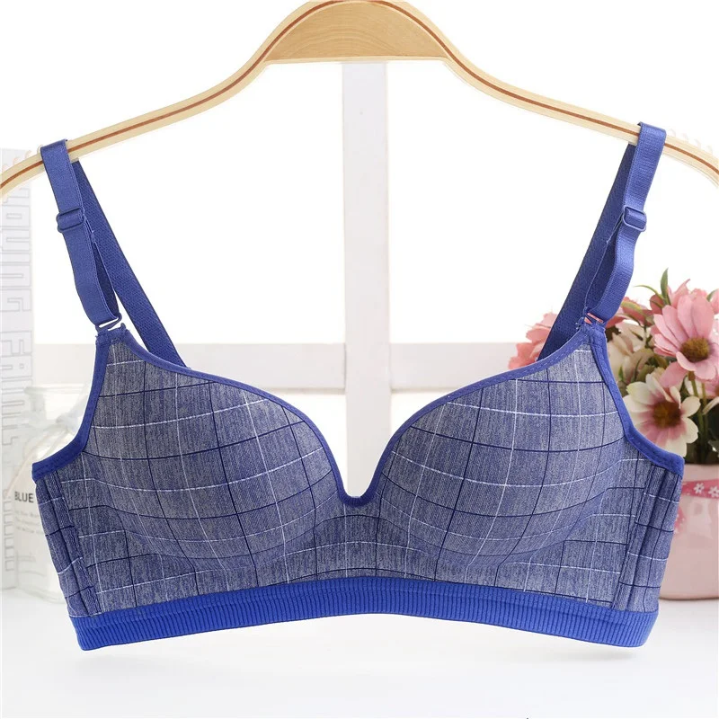 Модные клетчатые Бюстгальтеры без косточек для женщин бюстгальтер пуш-ап нижнее