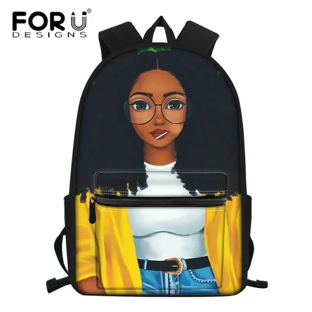 Рюкзаки для девочек FORUDESIGNS школьные ранцы черного цвета в Африканском и