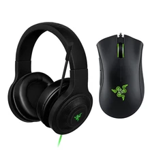 Наушники razer Kraken с микрофоном, игровая мышь razer DeathAdder 6400 dpi для ПК/ноутбука/телефона