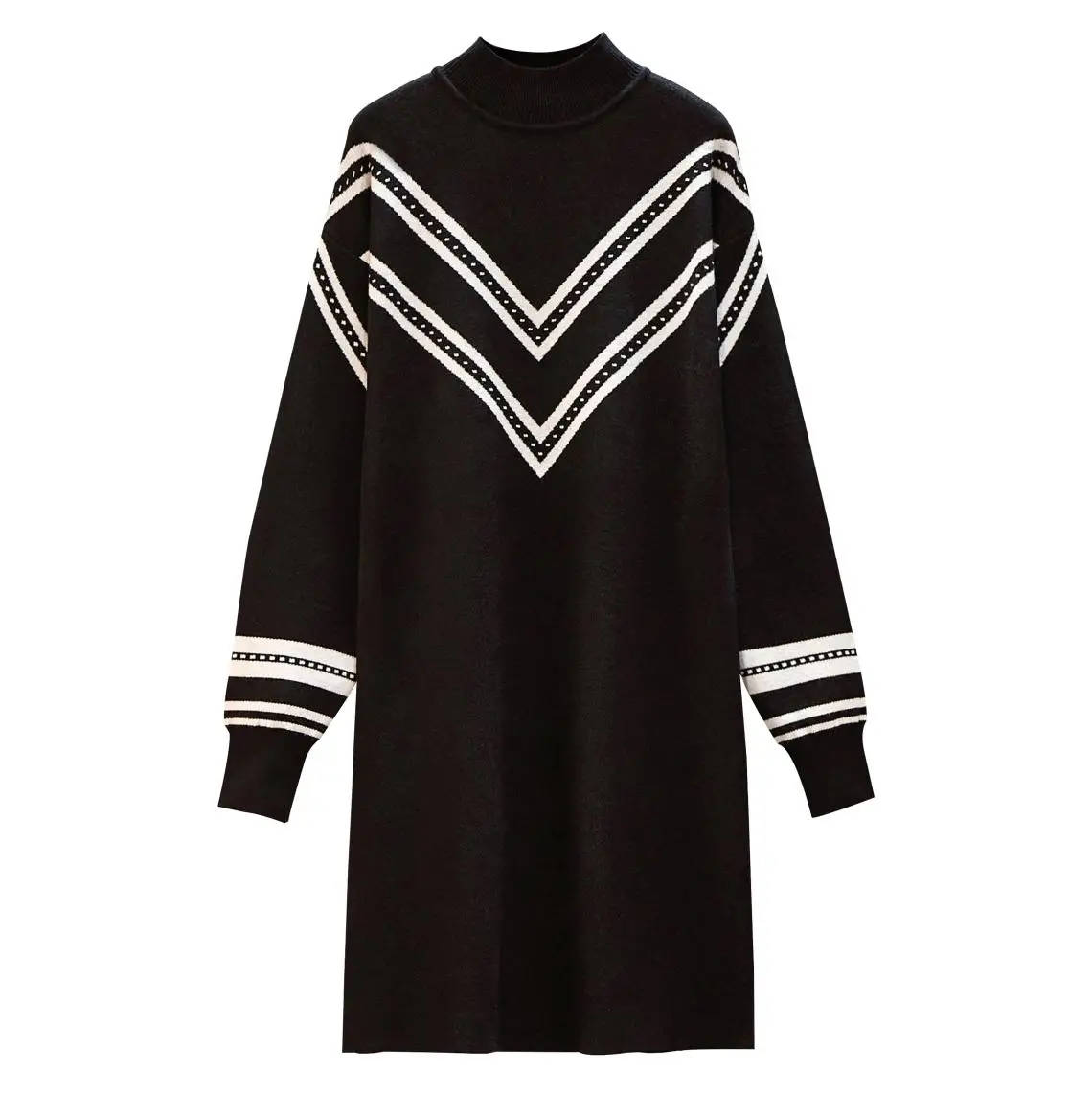 

Женский вязаный облегающий свитер, черный Свободный Длинный свитер большого размера для осени и зимы