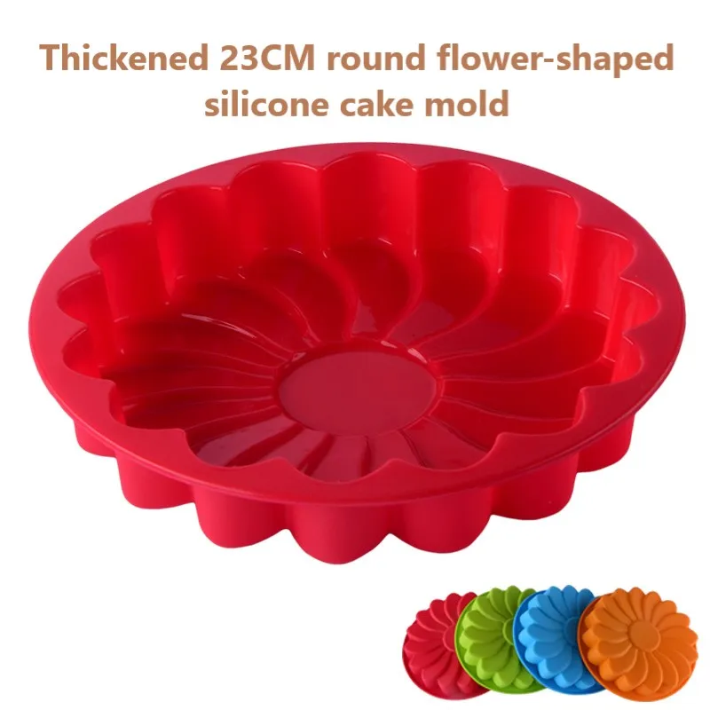 

Thickened 23CM Round Flower-Shaped Silicone Cake Mold Baking Tray