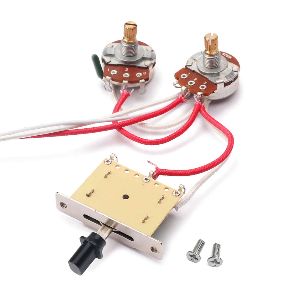 

1 Set Guitar Wiring Harness 1T1V Prewired Kit 250K GU103 3 Way Toggle Switch Wiring Harness 1 Volume 1 Tone for Guitar