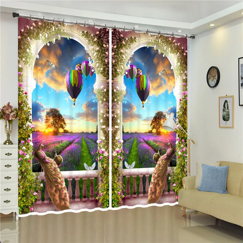 

Elegant Peacock 3D Blackout Curtains Healthy non-pollution Digital Print Customiz Size Hotel or office decoration