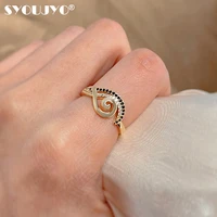 syoujyo 585 rose gold individuality womens ring black natural zircon micro wax setting luxury modern bride wedding jewelry ring