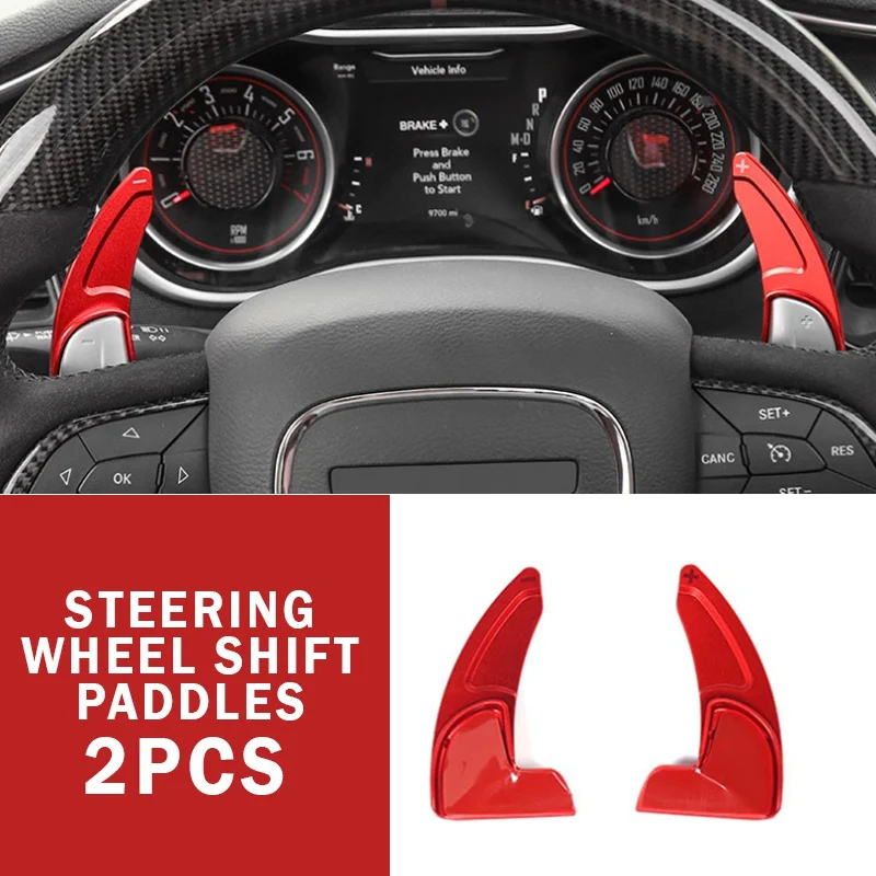 

2 шт./компл., алюминиевый рычаг переключения руля, расширенный рычаг переключения для Dodge Charger 2015 + аксессуары для интерьера, красный, синий, се...