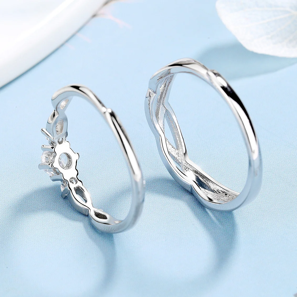 Кольцо для пары FUN-BEAUTY S925 пара персонализированных серебряных колец в сеточку