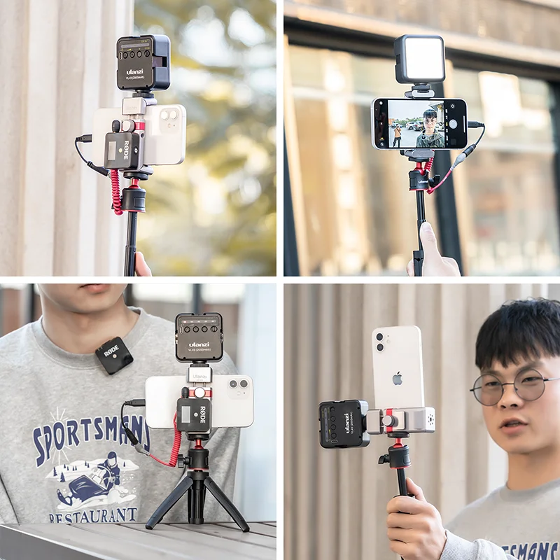 

Ulanzi ST-23 Foldable Phone Mount Phone Holder Clamp Clip With Cold Shoe 1/4'' Tripod Mount Mic Fill Light Vlog Accessories