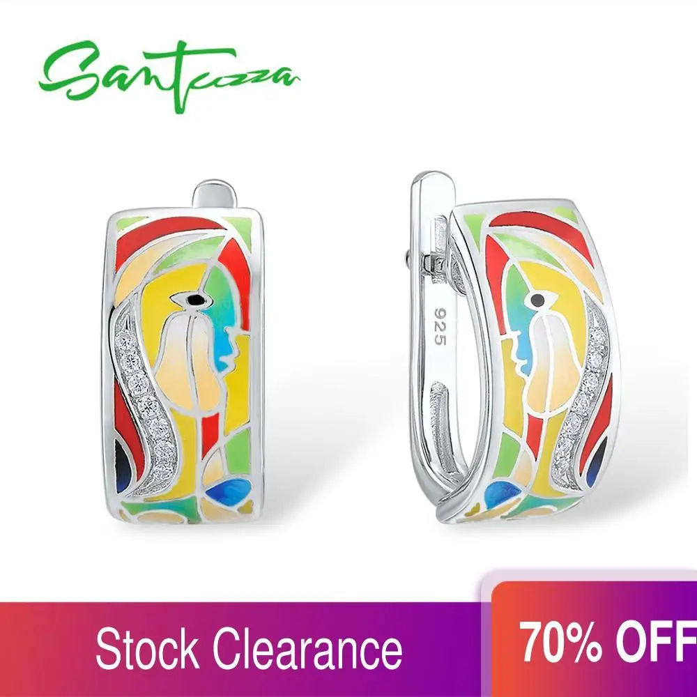 Женские серебряные серьги SANTUZZA из стерлингового серебра 925 пробы с белыми