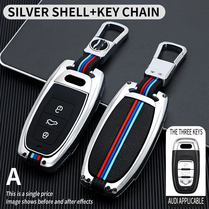 

Zinc Alloy Remote Key Case Shell Cover For Audi A4 S4 A3 A5 S5 A6 S6 S7 S8 A7 Q5 Fob Shell Case Keychain Holder Protect Bag