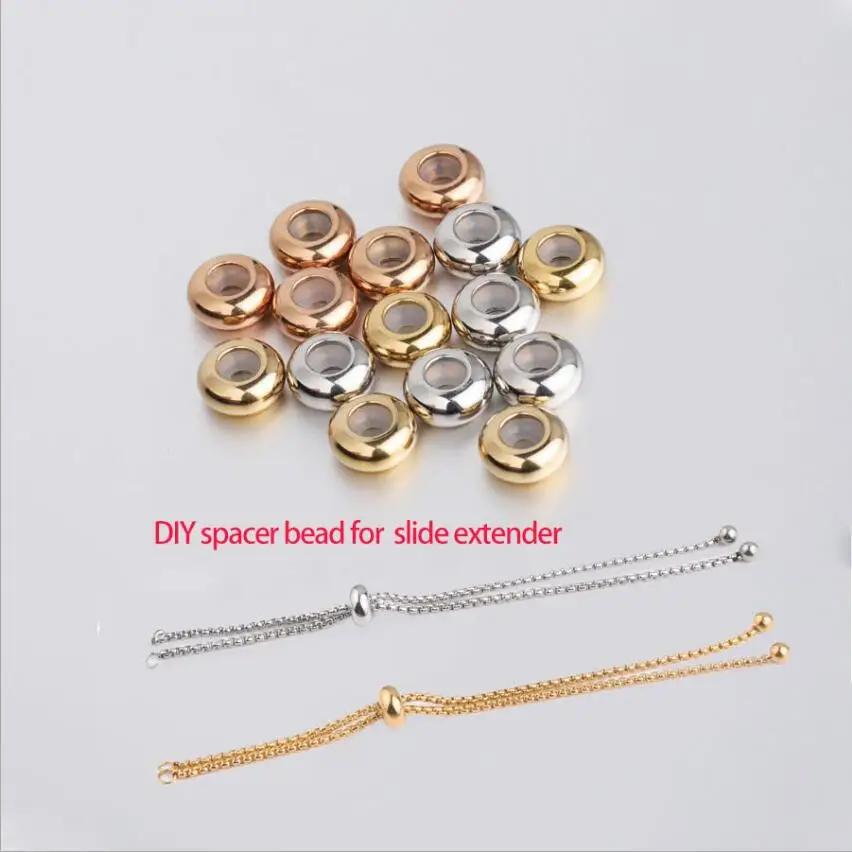

30pcs/Lot Stainless Steel DIY 8mm Spacer Beads With Rubber Core Inside Positioning Stopper Accessories 3 Colors