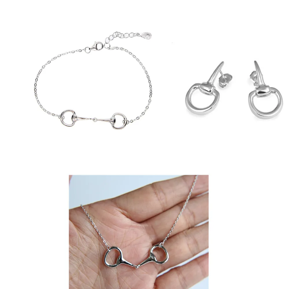 silver jewelry set 925 пробы, Серебряная цепочка для пар в виде лошади, браслет, золотой цвет, подвеска в виде змеи, подвеска в виде лошади, ювелирное изделие для женщин, новинка, очаровательный браслет - Окраска металла: silver jewelry set