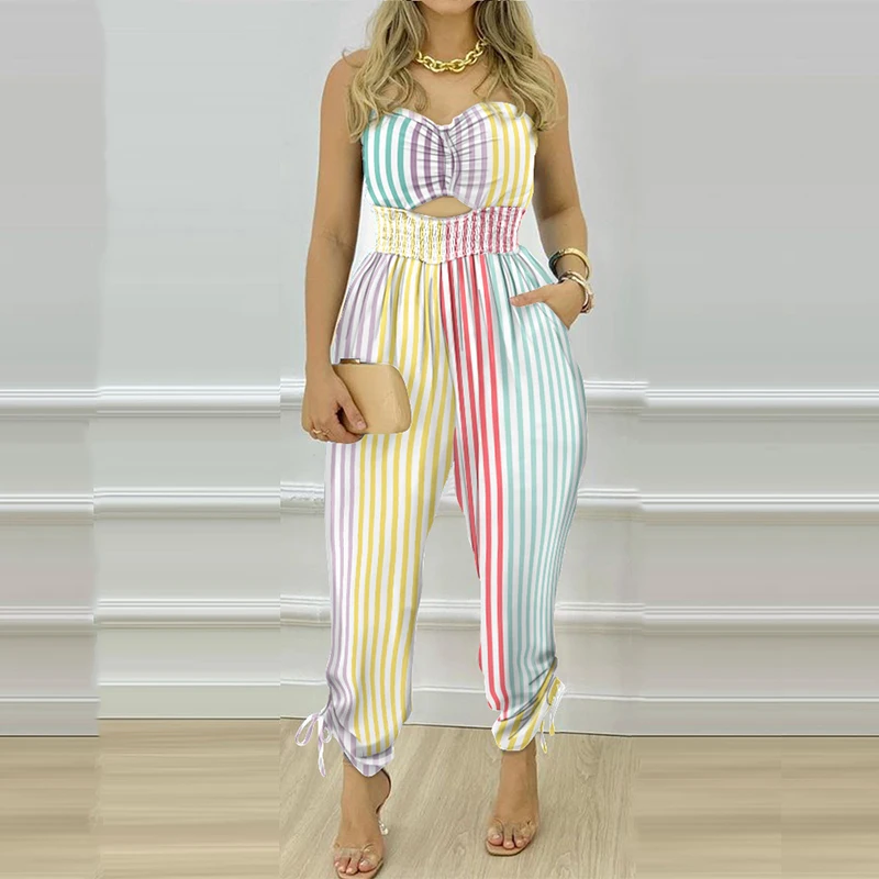 

Sexy Backless Hollow Women Jumpsuit Casual Pocket Loose Wide Leg Pants Laced Romper Summer Office Ladies Fashion Solid Overalls