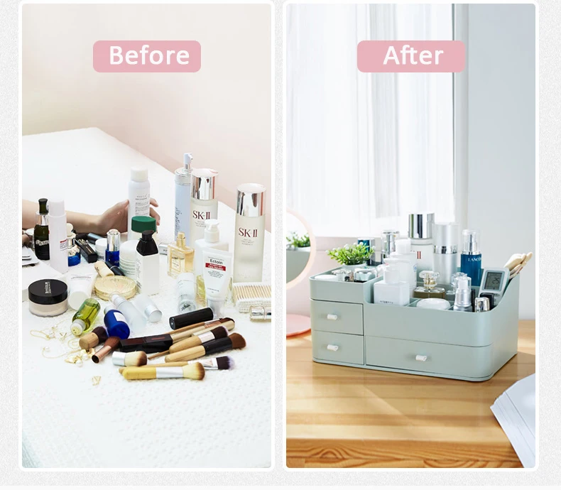 Makeup Brush Organizer Large Capacity Cosmetic Storage Box L ipstick Nail Polish Holder Desktop Drawer Container | Красота и здоровье