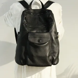 womenmen backpacks genuine leather school bags with crossbody small purse large capacity outdoor travel knapsack 14 laptop bag free global shipping