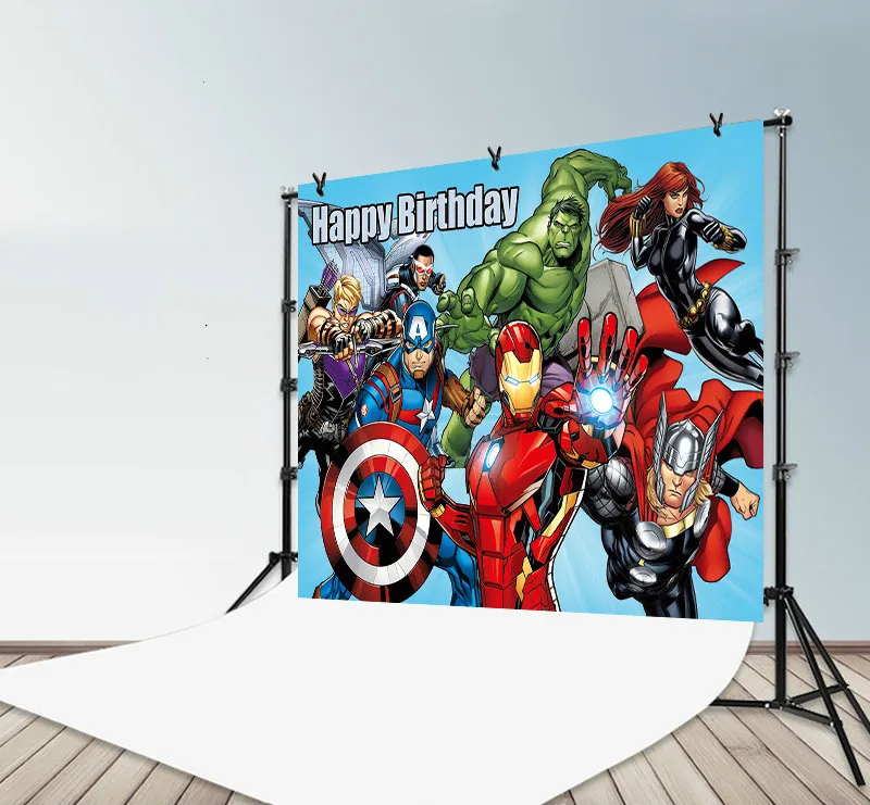 Мстители день рождения Фон тканевый дети сто дней тема вечевечерние макет стена