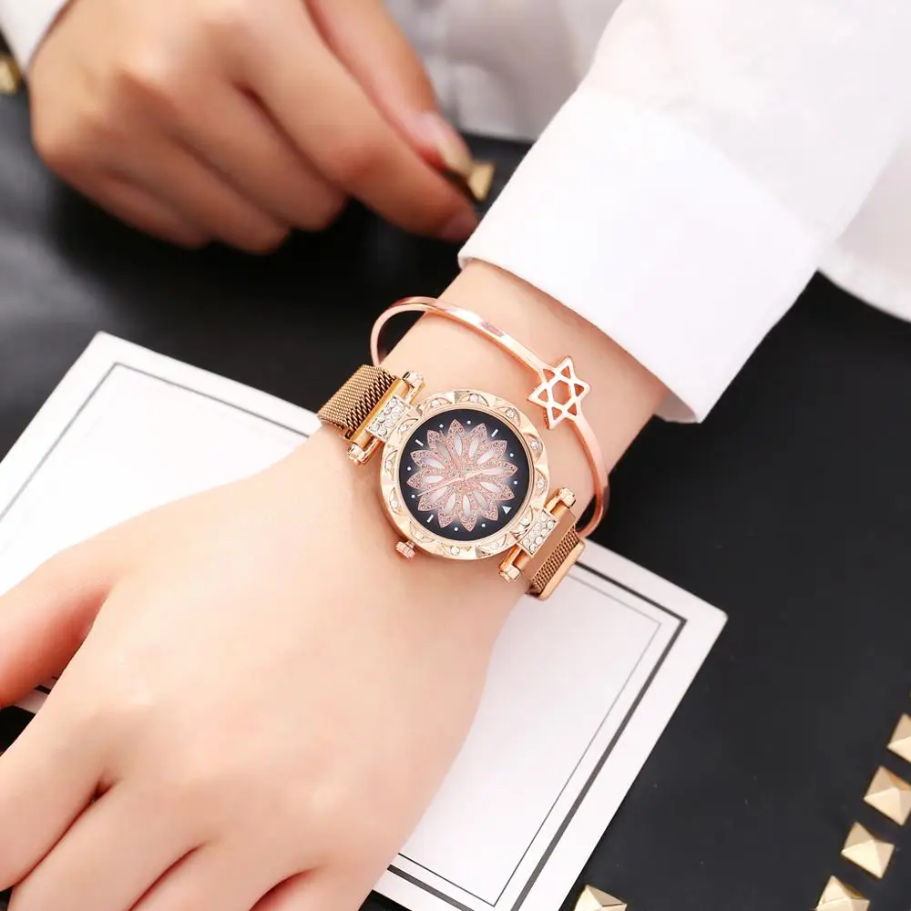 2019 montre femme Модные женские магнит на стальном браслете с часы свободного покроя