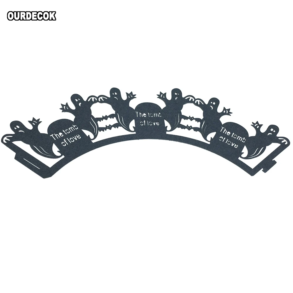 12 шт./лот Хэллоуин паутина/гробница любви лазерная резка обертки для кекса