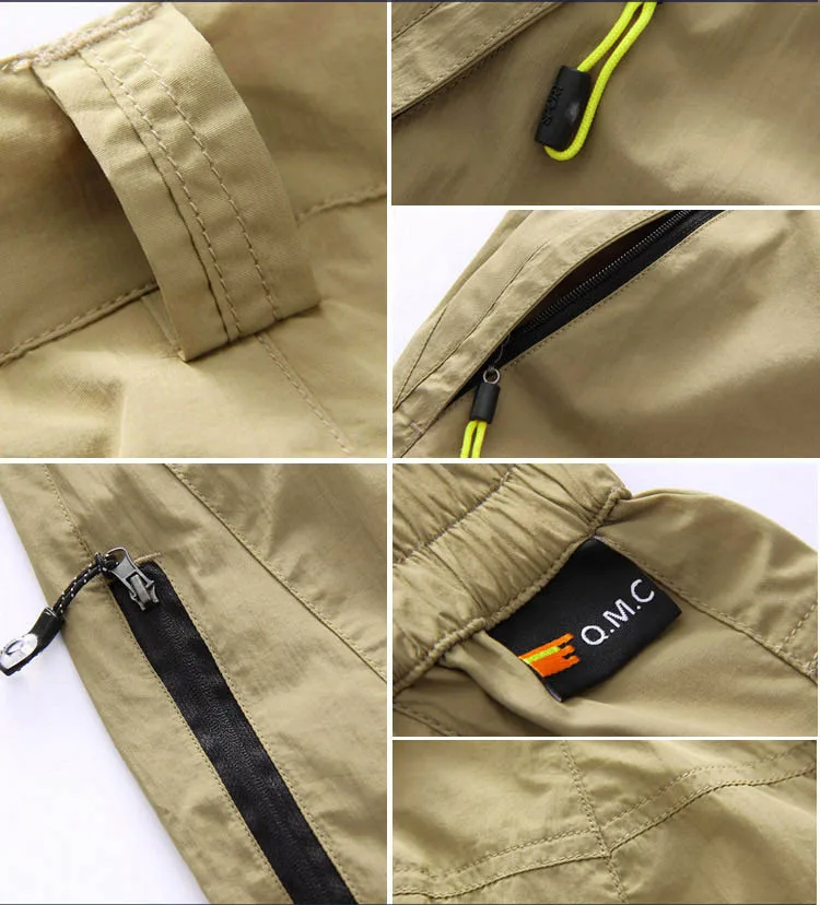 Летние мужские быстросохнущие брюки тонкие дышащие для улицы 2 в 1 съемные