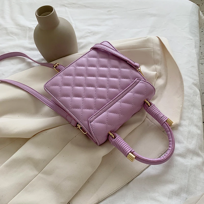 Ромбовидная решетка из искусственной кожи сумки через плечо для женщин 2020