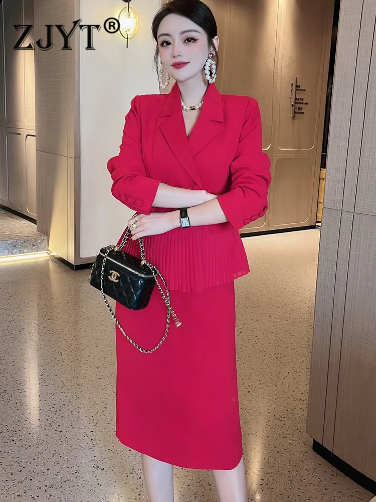 

Elegant Business Office Blazer Suits with Pencil Skirt Ladies Spring Two Piece Dresses Sets for Women Work Wear Formal Outfits