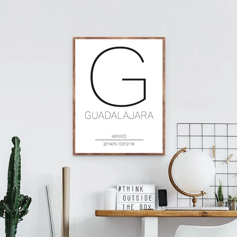 Guadalajara карта печати Мехико Халиско город улица Дорожная карта Плакат холст картина черно-белая картина офисный настенный Арт Декор
