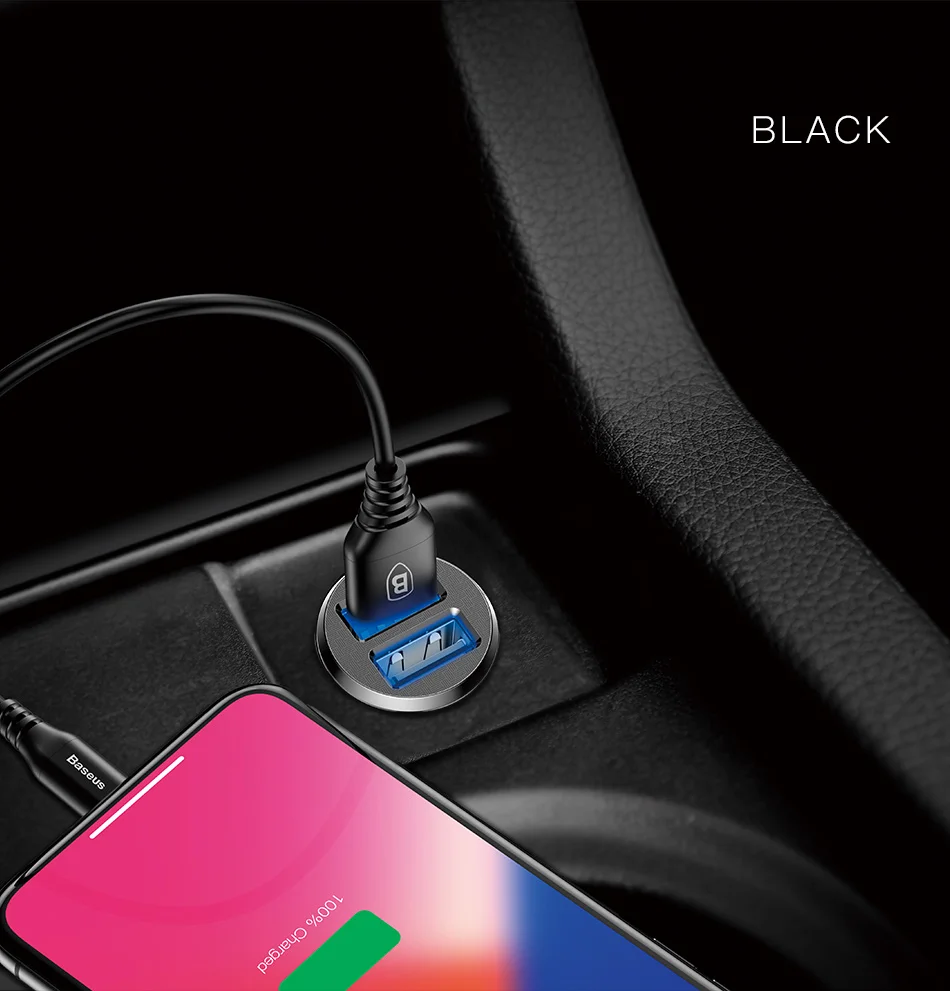 Baseus Mini Dual USB Автомобильное зарядное устройство 5 В 3.1A Быстрая зарядка 2 порта USB телефон автомобильное зарядное устройство адаптер для мобильного телефона планшета автомобильное зарядное устройство