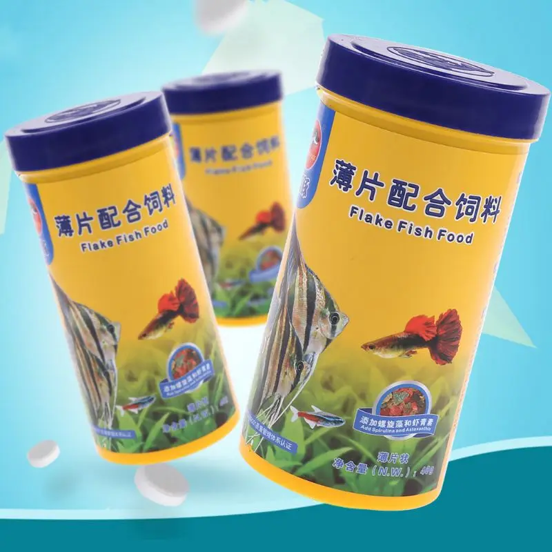 

40g Ornamental Fish Food Goldfish Carp Guppies Small Medium Tropical Fishes Flakes Feed Aquarium Accessories Balanced Nutrition