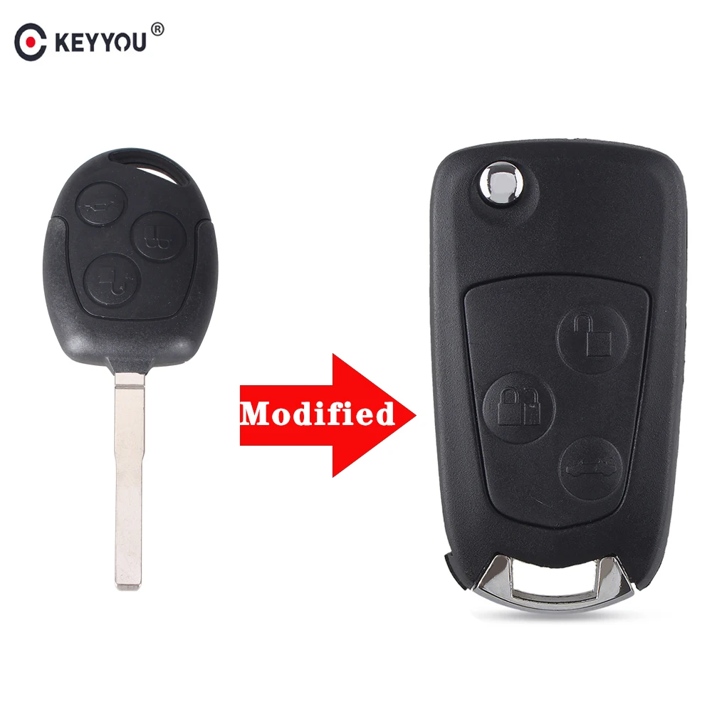 KEYYOU 3 кнопки модифицированный складной дистанционный чехол для ключей для Ford Focus Fiesta Fusion C-Max для mondeo Galaxy C-Max S-Max