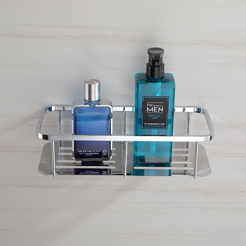 

Wall Mounted Rectangular Bathroom Shelves Stainless Steel Shower Hanging Basket Shampoo Holder Kitchen Seasoning Storage Rack