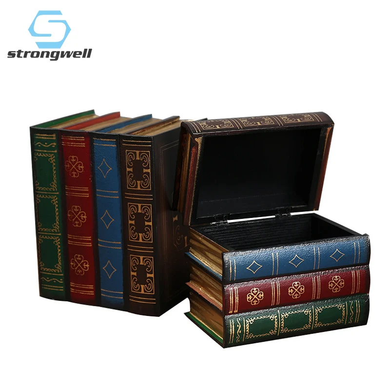 Винтажные деревянные ящики для хранения в форме книг Strongwell шкатулка украшений