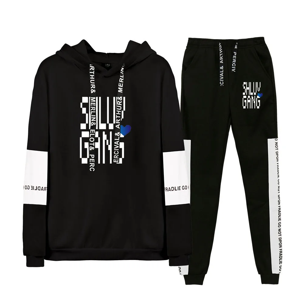

The Shluv House Hoodie Unisex Tracksuit Two Piece Set Hoodies+Sweatpants Harajuku Women Men's Sets Fashion Clothes Plus Size