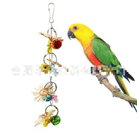 1pcs parrot toy pet bird toys primary color straw knitting pacifier bell gnawing and biting string