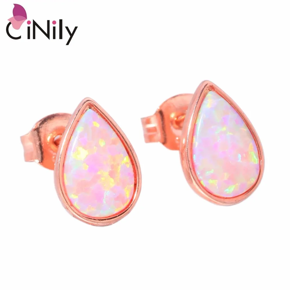 

CiNily Authentic .925 Sterling Silver Created Pink Fire Opal Wholesale for Women Jewelry Wedding Party Stud Earrings 10mm SE015