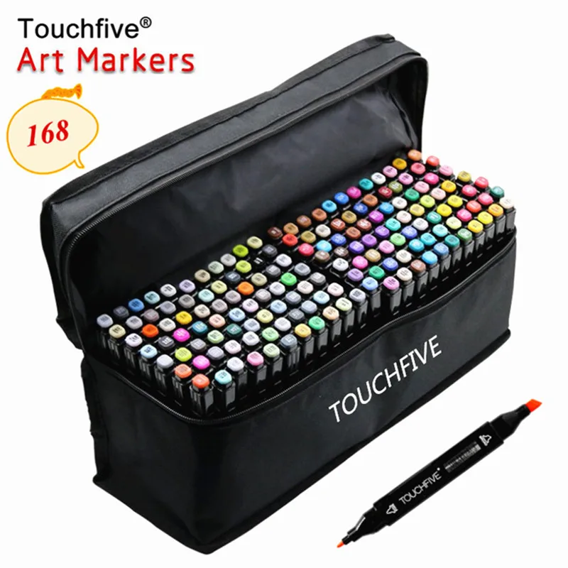 Маркеры на спиртовой основе TOUCHFIVE 168 цветов Набор цветных маркеров для рисования